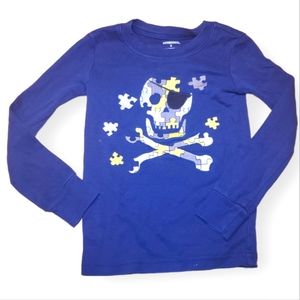 #R Boys Gymboree Longsleeve Puzzle Skull Shirt Size 5